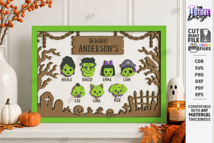 Personalized Halloween Family Sign Laser Cut | Name Signs
