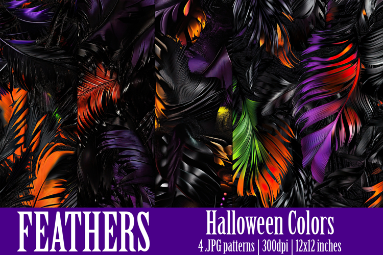 Halloween Patterns, Halloween Feathers Seamless Pattern, s10