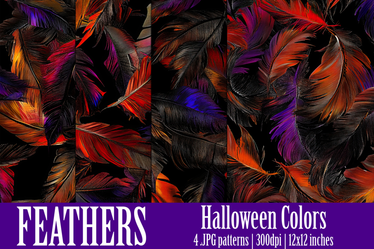 Halloween Patterns, Halloween Feathers Seamless Pattern, s16