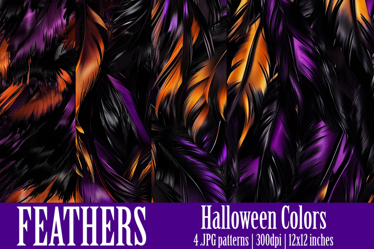 Halloween Patterns, Halloween Feathers Seamless Pattern, s17