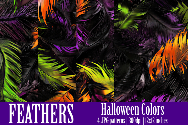 Halloween Patterns, Halloween Feathers Seamless Pattern, s2