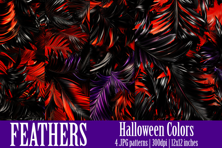 Halloween Patterns, Halloween Feathers Seamless Pattern, s4