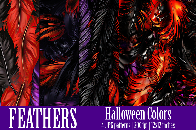 Halloween Patterns, Halloween Feathers Seamless Pattern, s6