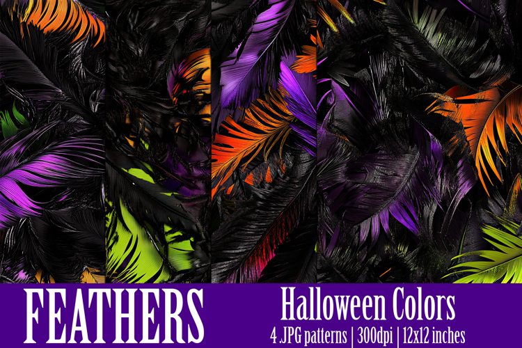 Halloween Patterns, Halloween Feathers Seamless Pattern, s8
