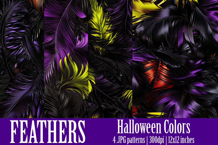 Halloween Patterns, Halloween Feathers Seamless Pattern, s9