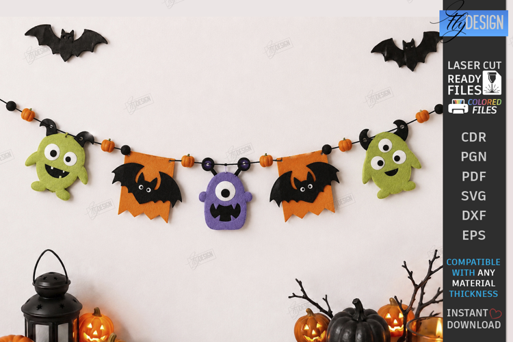Halloween Felt Garland Laser Cut | Felt Banner | Wall Decor