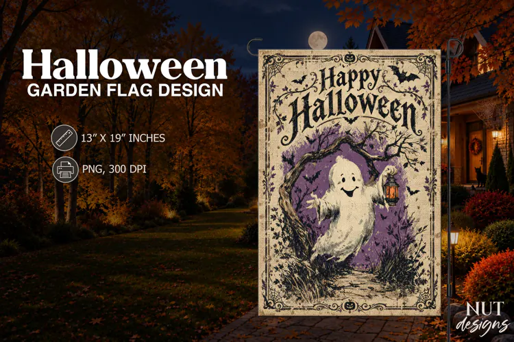 Vintage Ghost Halloween Garden Flag Halloween sublimation