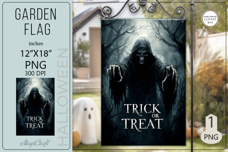 Trick or Treat halloween Garden flags| Sublimation skeleton
