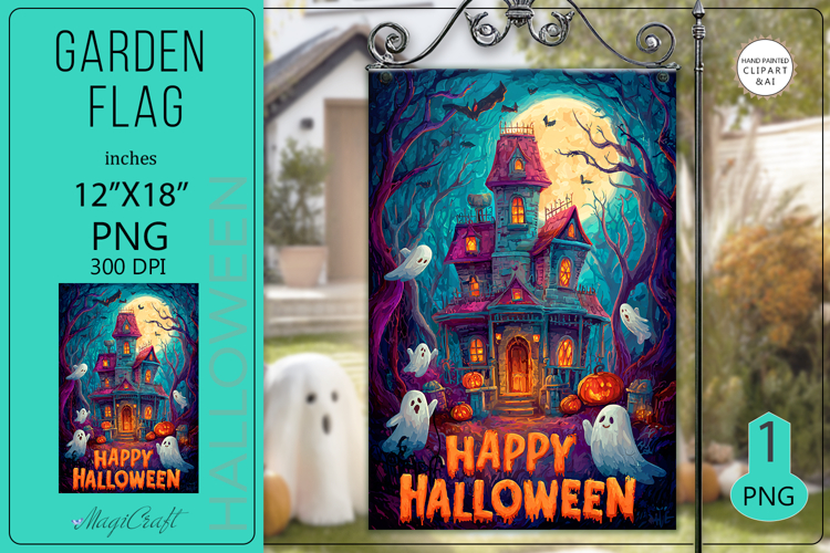 Halloween house Garden flags|Garden Flag Sublimation ghost