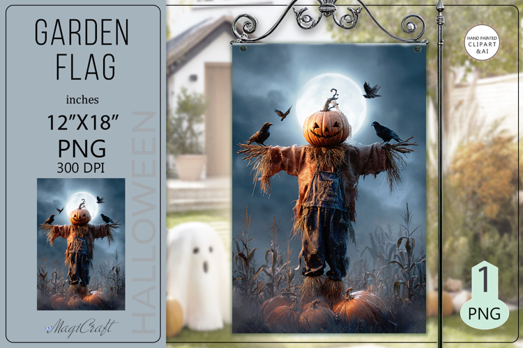 Halloween Garden flags| Sublimation scarecrow crows