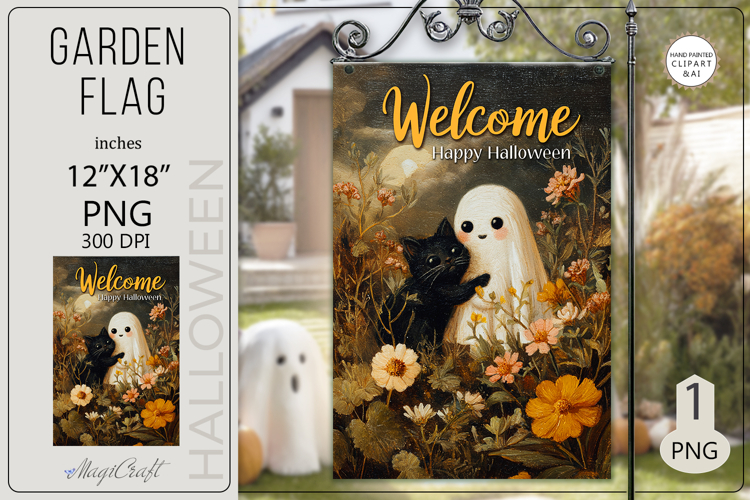 Halloween Garden flags|Halloween Sublimation pumpkin ghost