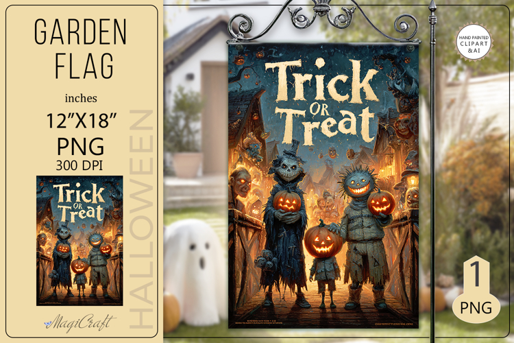 Trick or Treat Garden flags| Sublimation children scarecrow