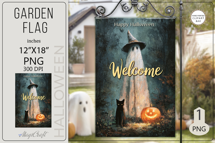 Halloween Garden flags|Halloween Sublimation pumpkin ghost