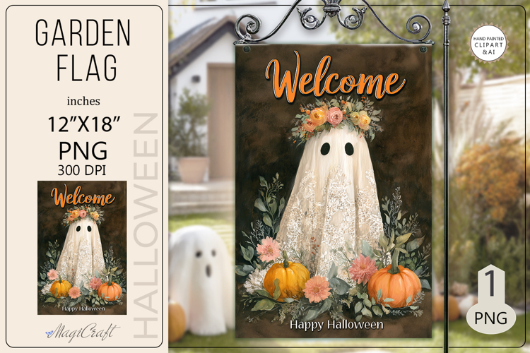 Halloween Garden flags|Halloween Sublimation pumpkin ghost