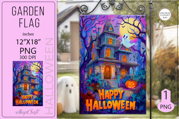 Halloween house Garden flags|Garden Flag Sublimation ghost