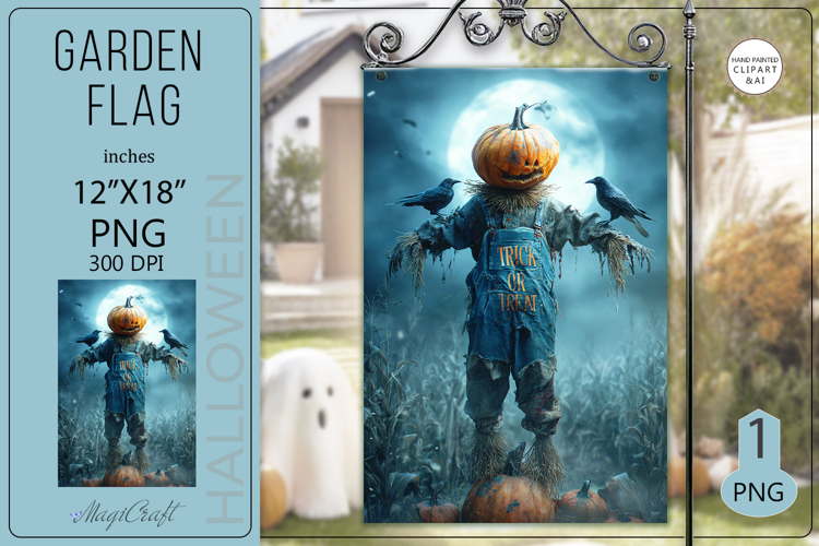Trick or Treat Garden flags| Sublimation scarecrow crows