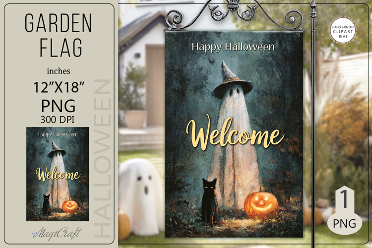 Halloween Garden flags|Halloween Sublimation pumpkin ghost