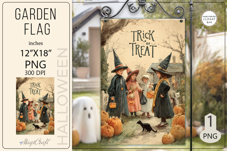 Trick or Treat Garden flags| Sublimation children scarecrow