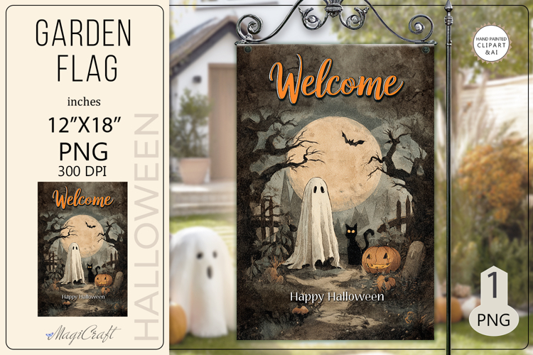 Halloween Garden flags|Halloween Sublimation pumpkin ghost