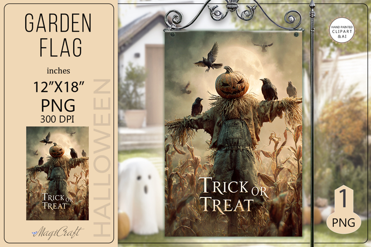Trick or Treat Garden flags| Sublimation scarecrow crows