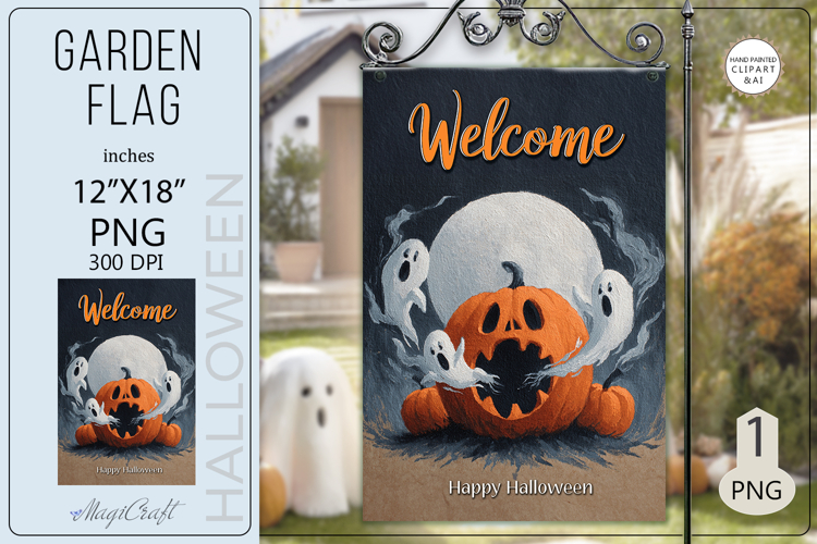 Halloween Garden flags|Halloween Sublimation pumpkin ghost