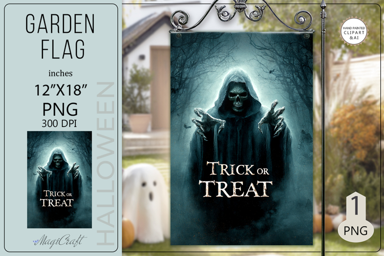 Trick or Treat halloween Garden flags| Sublimation skeleton