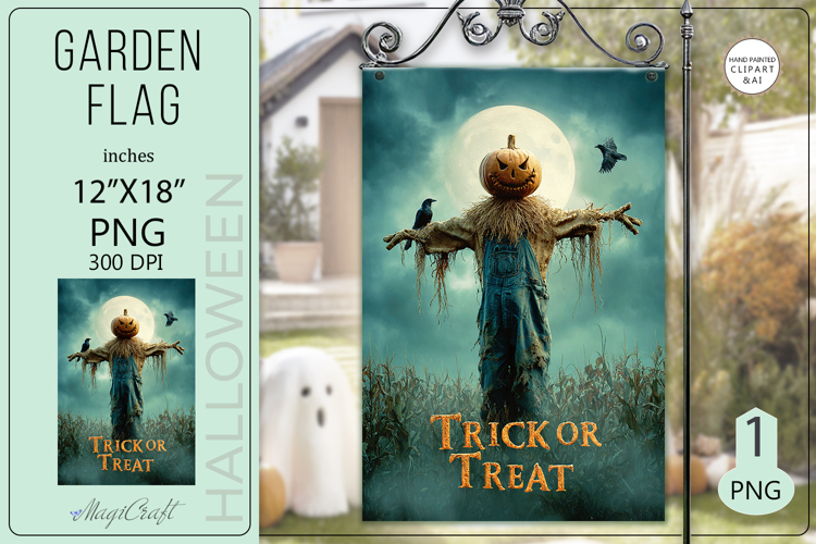 Trick or Treat halloween Garden flags| Sublimation scarecrow