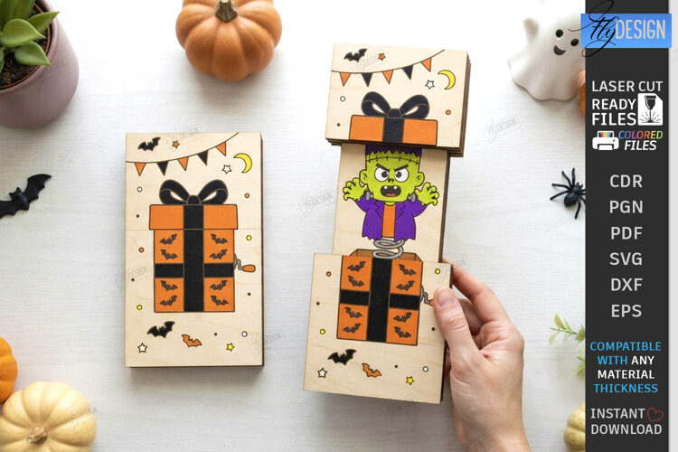 Halloween Folding Surprise Card Laser Cut | Greeting Card example image 1