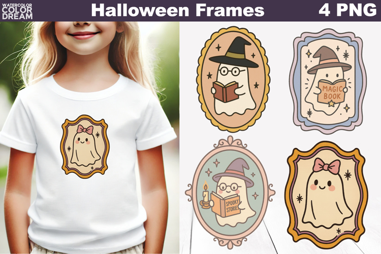Halloween Ghost Frames Clipart | Hand Drawn Halloween