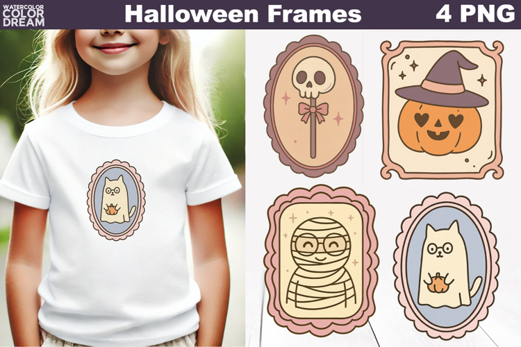 Halloween Frames Clipart | Hand Drawn Halloween
