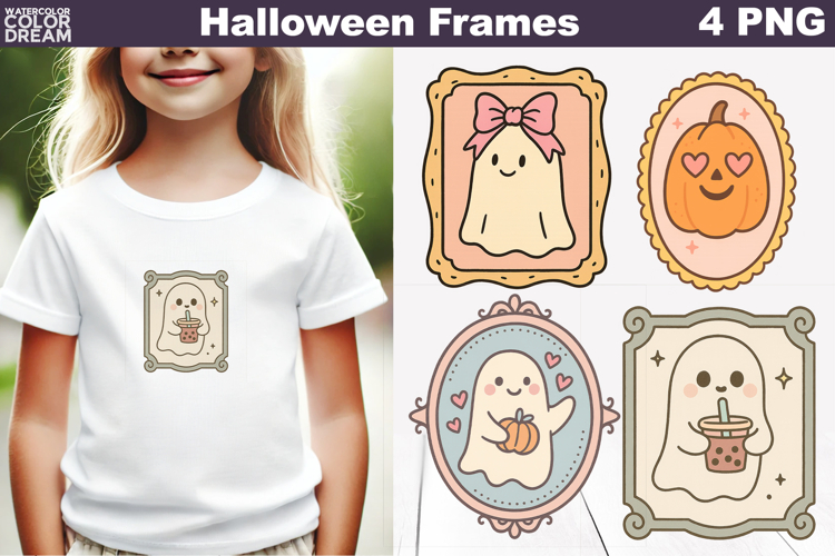 Halloween Ghost Frames Clipart | Hand Drawn Halloween