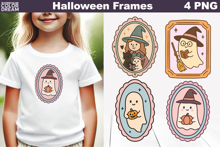 Halloween Ghost Frames Clipart | Hand Drawn Halloween