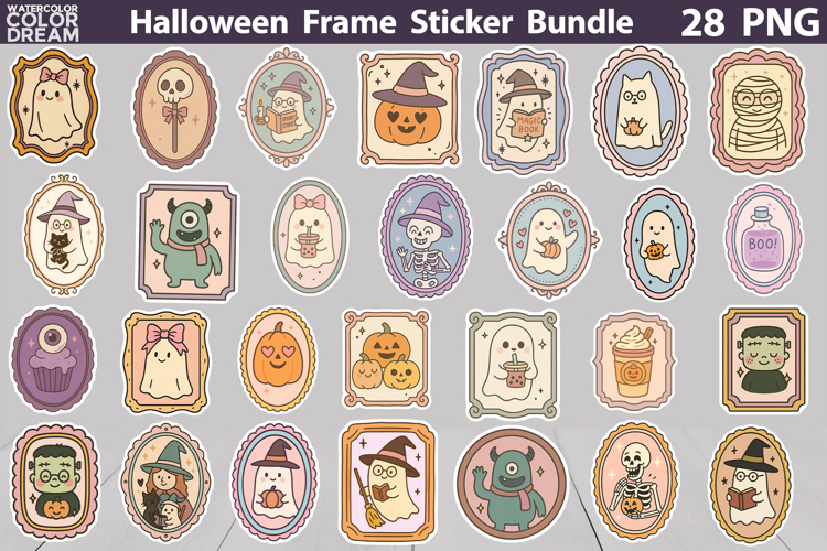 Halloween Frames Sticker Bundle | Cute Halloween Sticker