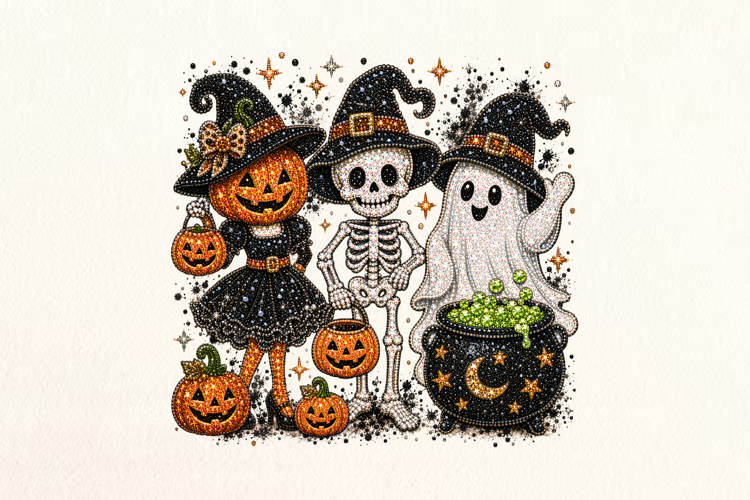 Halloween Friends Rhinestone PNG Design