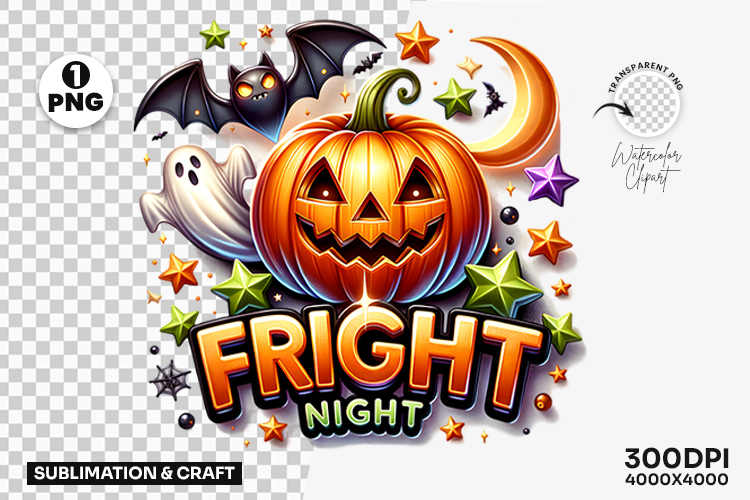 Halloween Fright Night Pumpkin Ghost Clipart Sublimation PNG