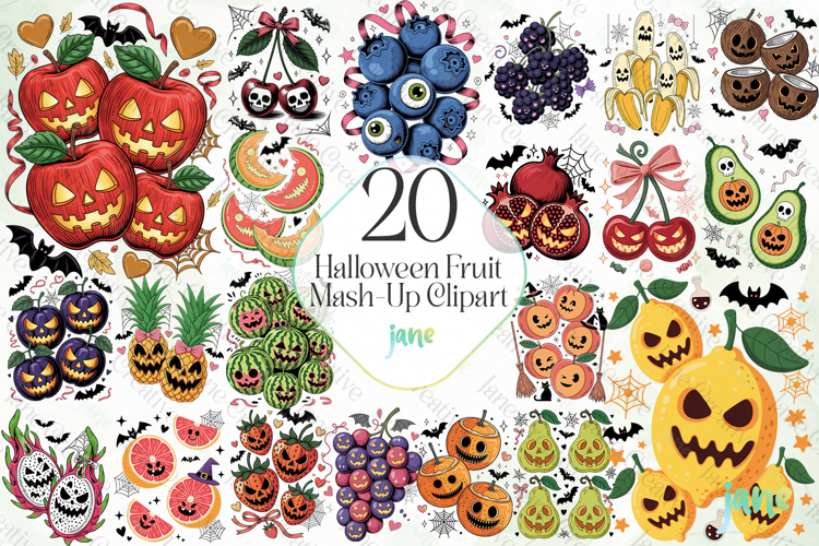 Halloween Fruit Mash-Up Clipart Bundle