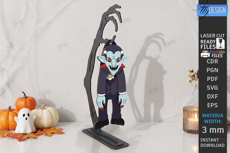 Halloween Funny Wiggly Décor Laser Cut | Hanging Vampire SVG