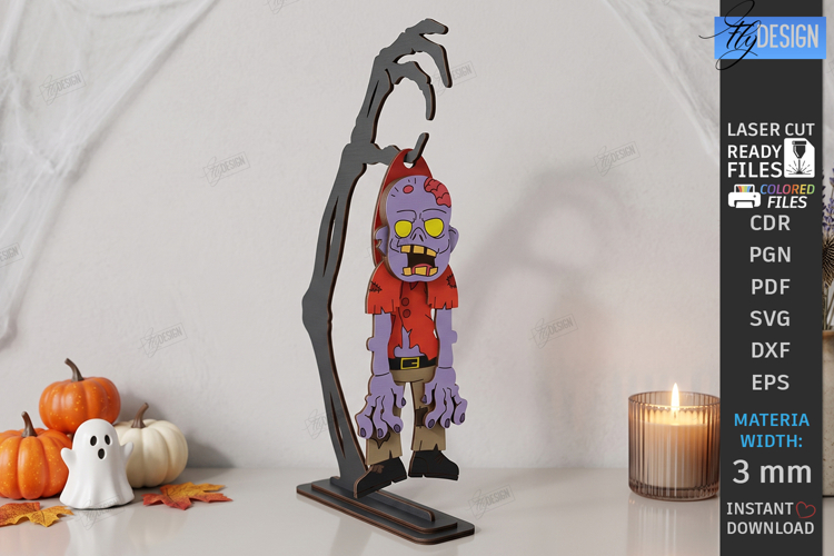 Halloween Funny Wiggly Décor Laser Cut | Hanging Zombie SVG