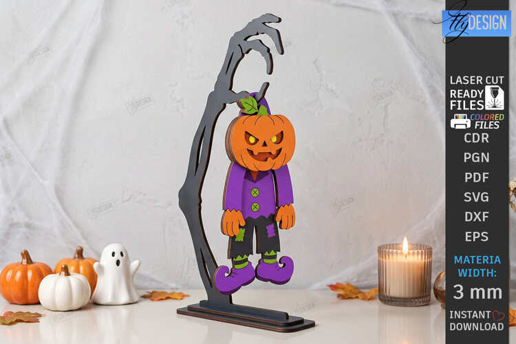 Halloween Funny Wiggly Décor Laser Cut | Hanging Pumpkin SVG example image 1