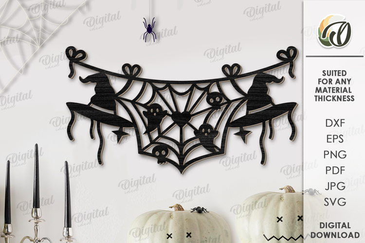 Halloween Garland Laser Cut. Halloween Wall Decor SVG