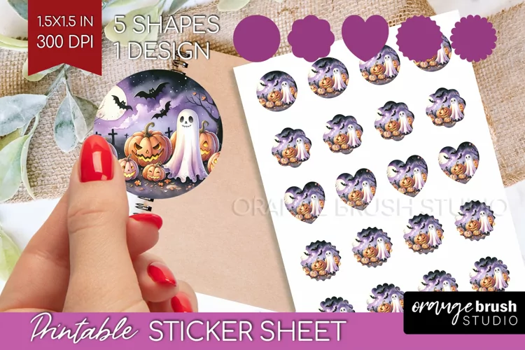Ghost Round Sticker - Halloween Ghost Printable Sticker