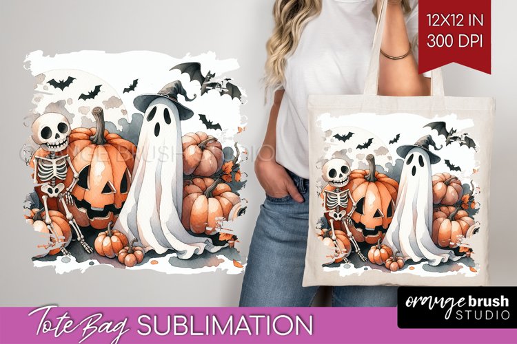 Ghost Tote Bag - Halloween Ghost Tote Bag PNG Sublimation