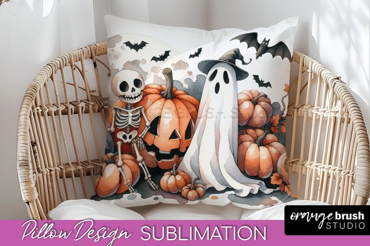 Cute Ghost Pillow Sublimation - Halloween Pillow Cover