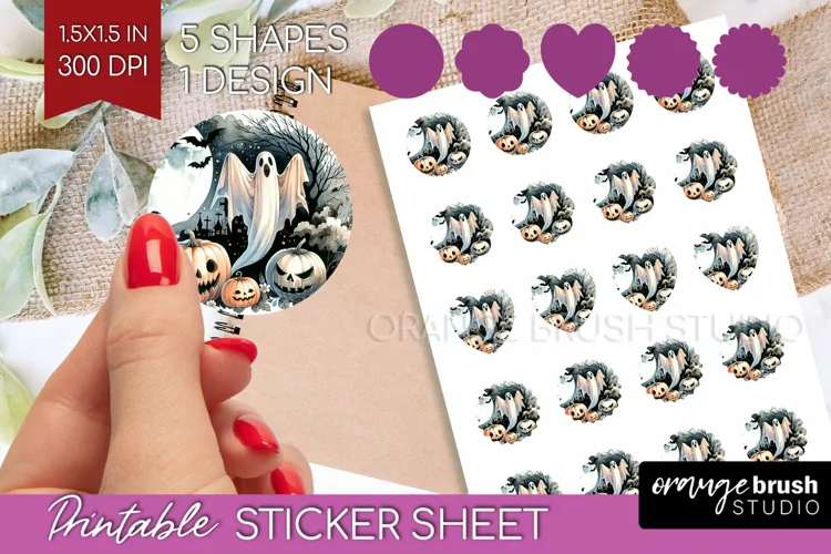 Ghost Round Sticker - Halloween Ghost Printable Sticker