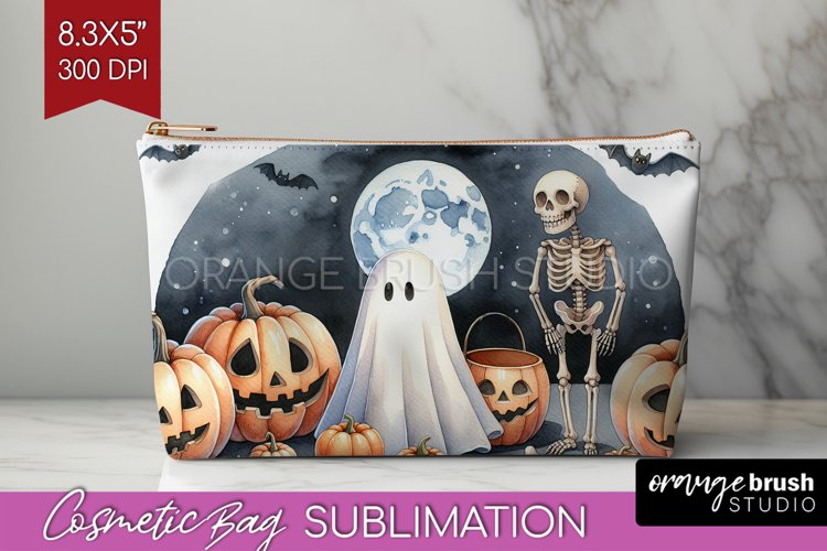 Ghost Cosmetic Bag - Halloween Ghost Makeup Bag PNG