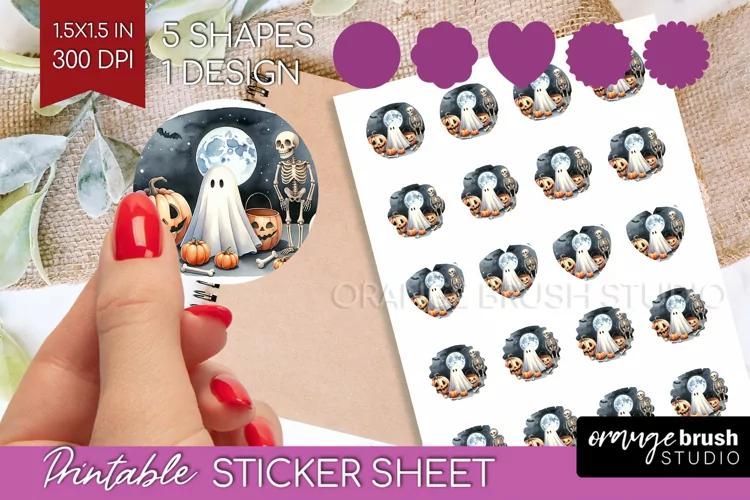 Ghost Round Sticker - Halloween Ghost Printable Sticker