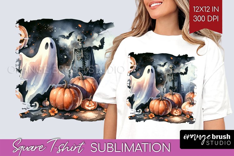 Ghost Square Tshirt Background - Halloween Ghost PNG