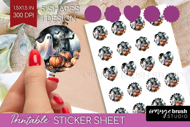 Ghost Round Sticker - Halloween Ghost Printable Sticker