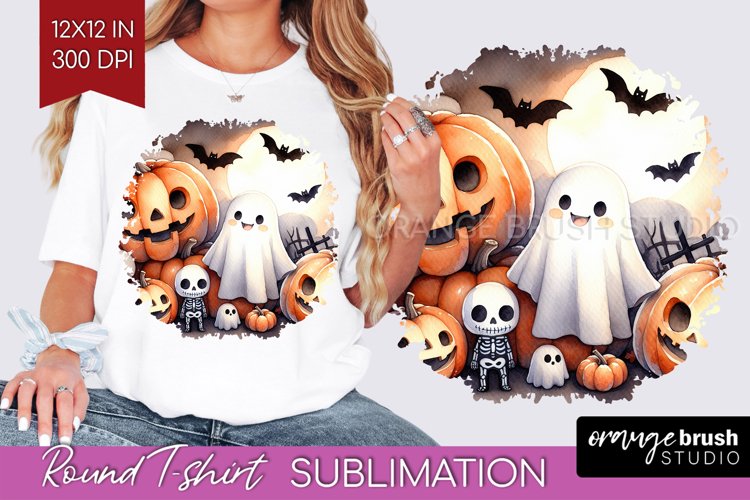 Ghost Round Tshirt Background - Halloween Ghost PNG
