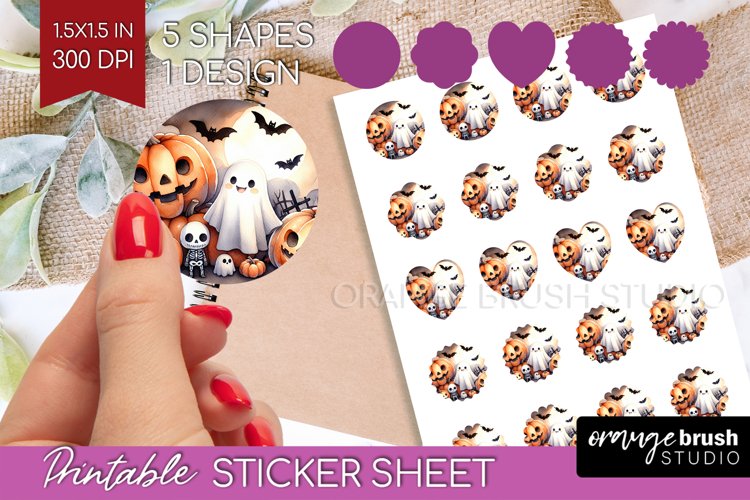 Ghost Round Sticker - Halloween Ghost Printable Sticker example image 1